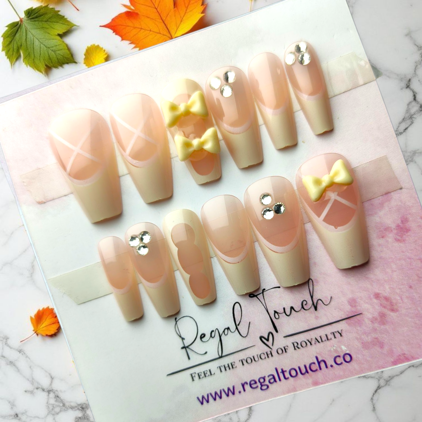 Creme Ribbons Nails