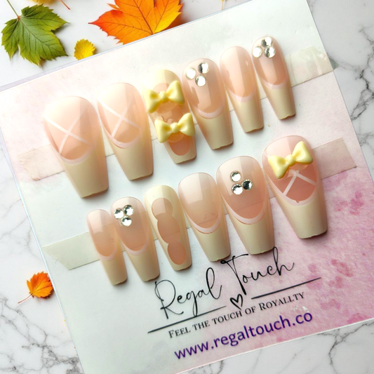 Creme Ribbons Nails