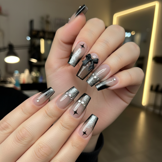 Midnight Glimmer Nails