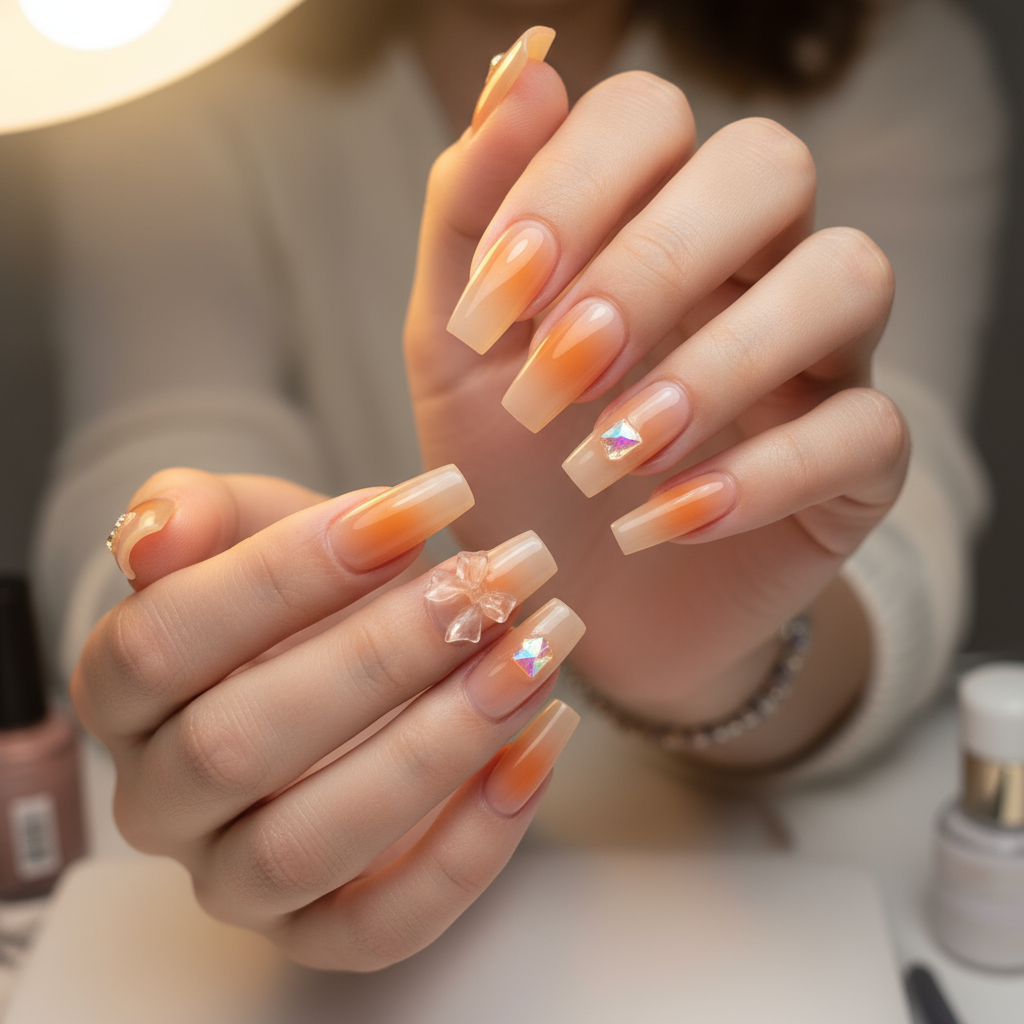 Peach Bloom Nails