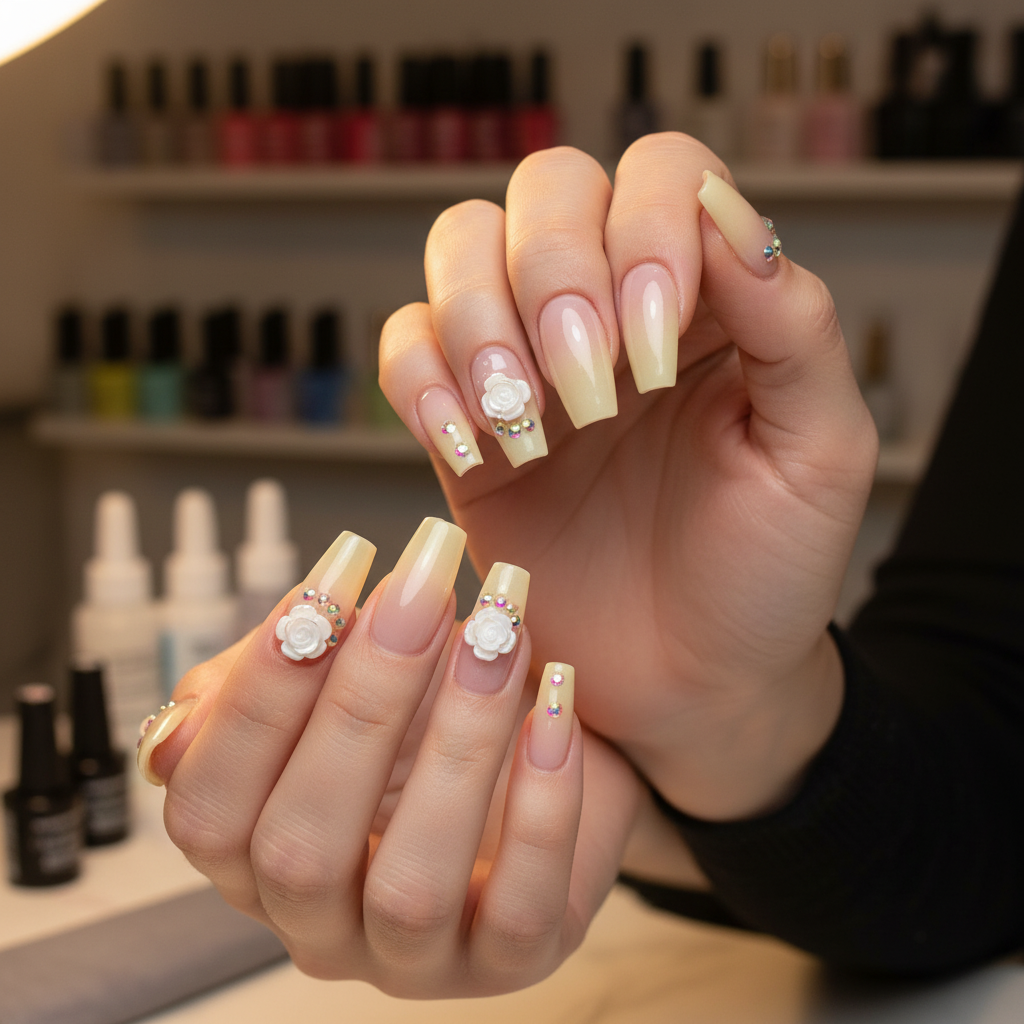 Ivory Bloom Nails