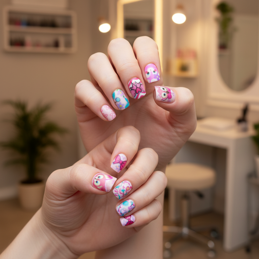 Floral Bunny Nails