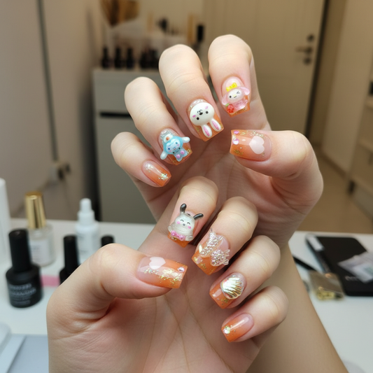 Peachy Charm Nails