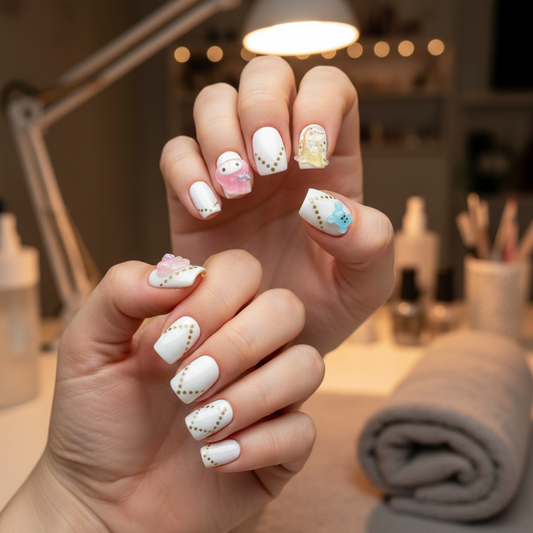 White Charm Nails