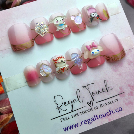Pink Kitty Nails