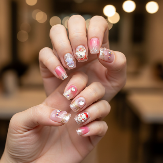 Pink Kitty Nails