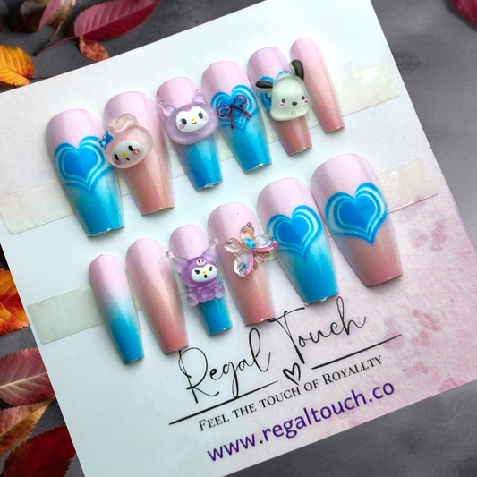 Blue Heart Nails