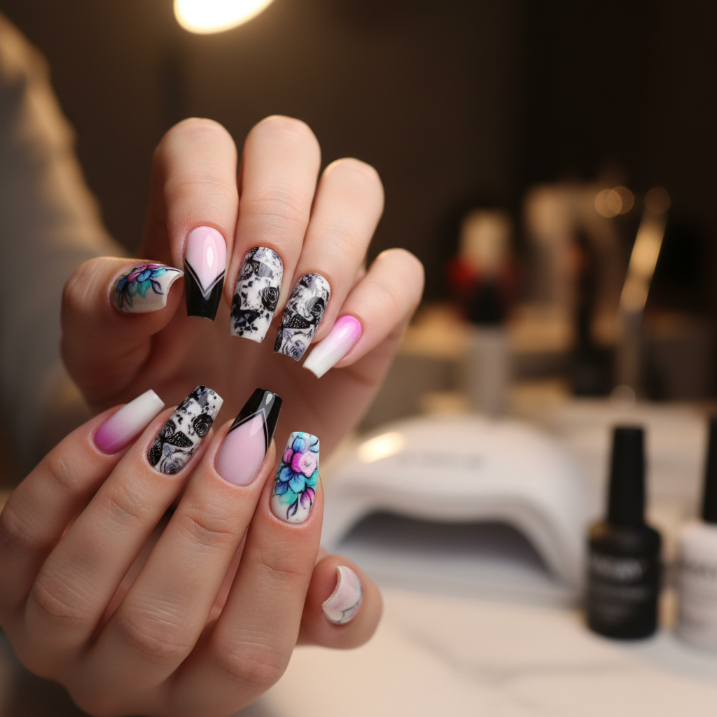 Marble Elegance Nails