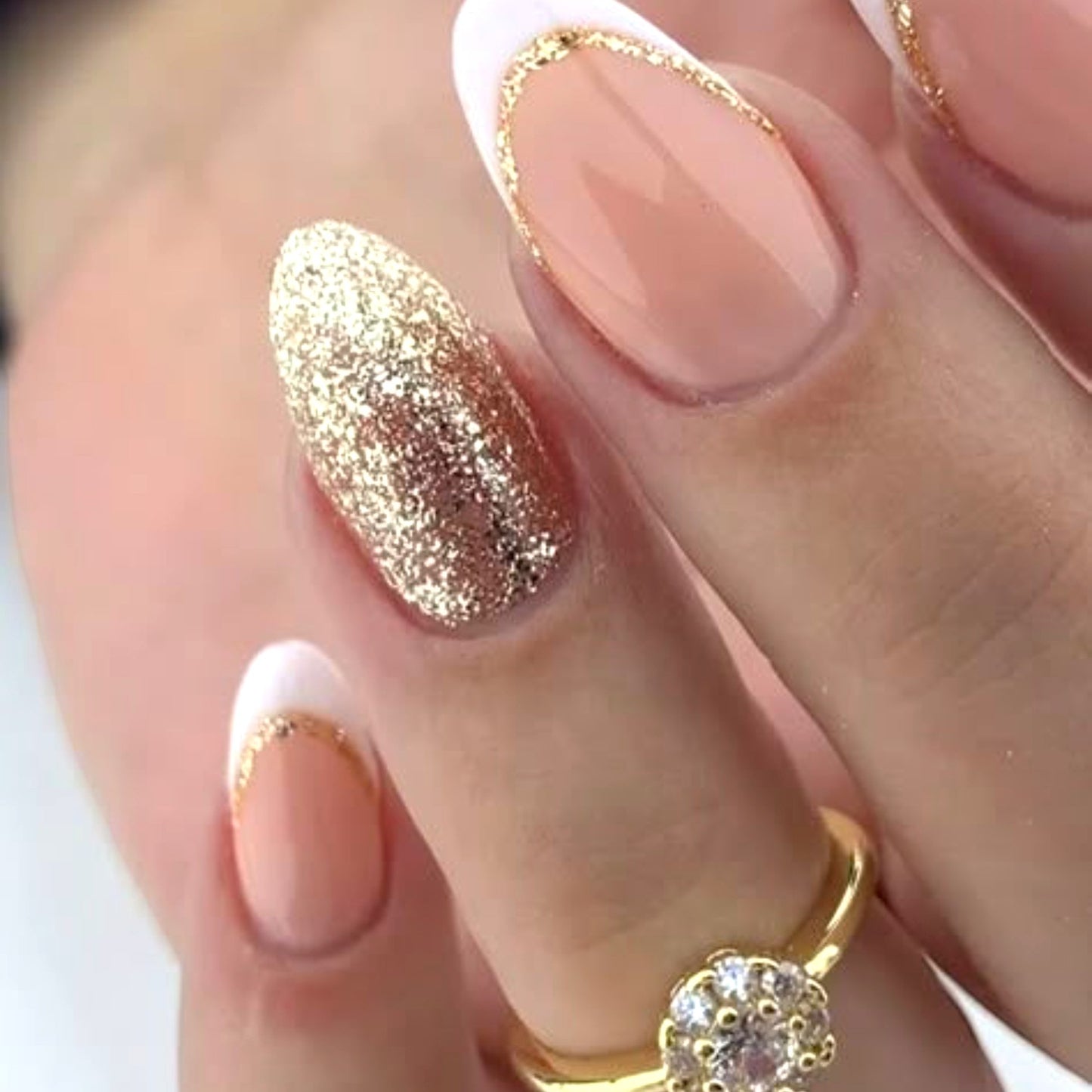 Golden French Nails